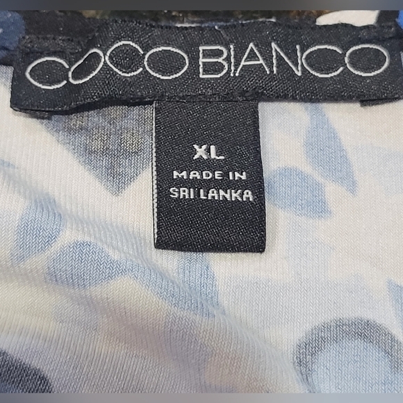 XL Navy Blue Sheer Flowy Sleeve V Neck Tunic Paisley Geometric - Picture 7 of 7